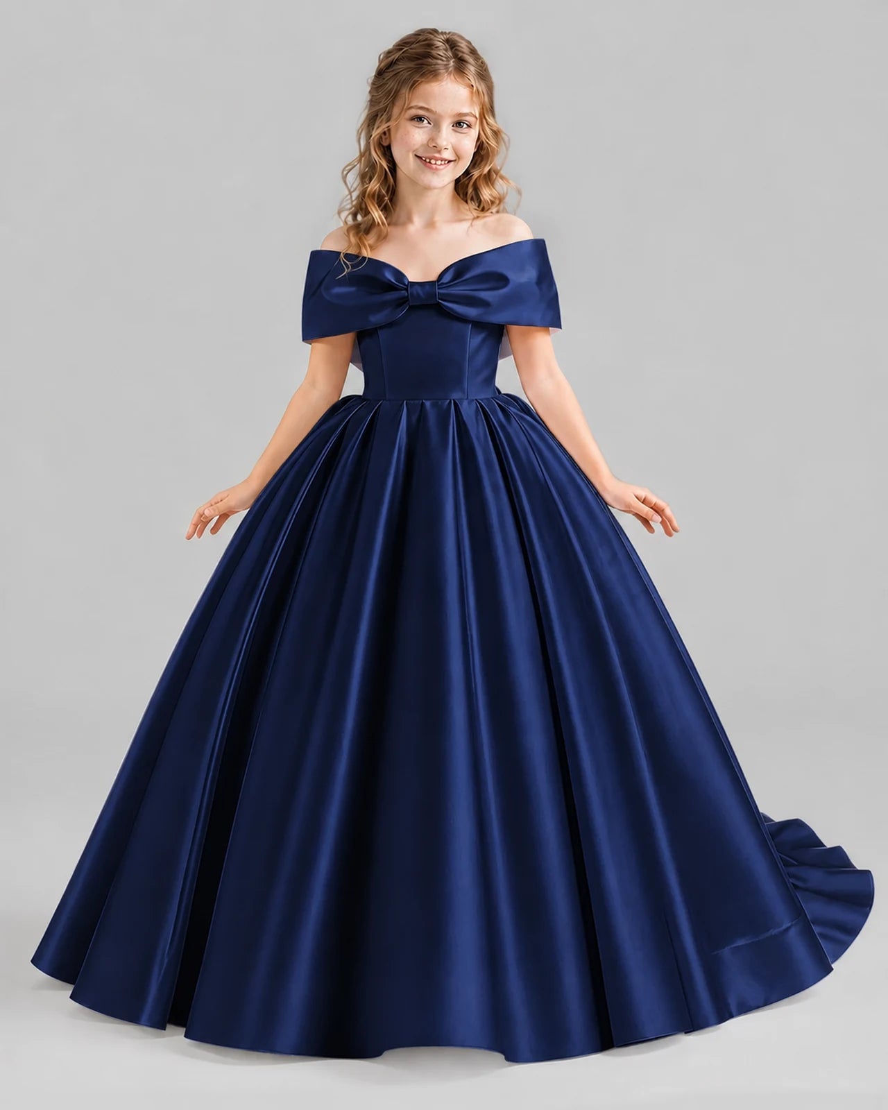 Navy Blue Ball Gown First Communion Dresses Front