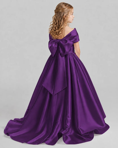 Purple Ball Gown First Communion Dresses Back