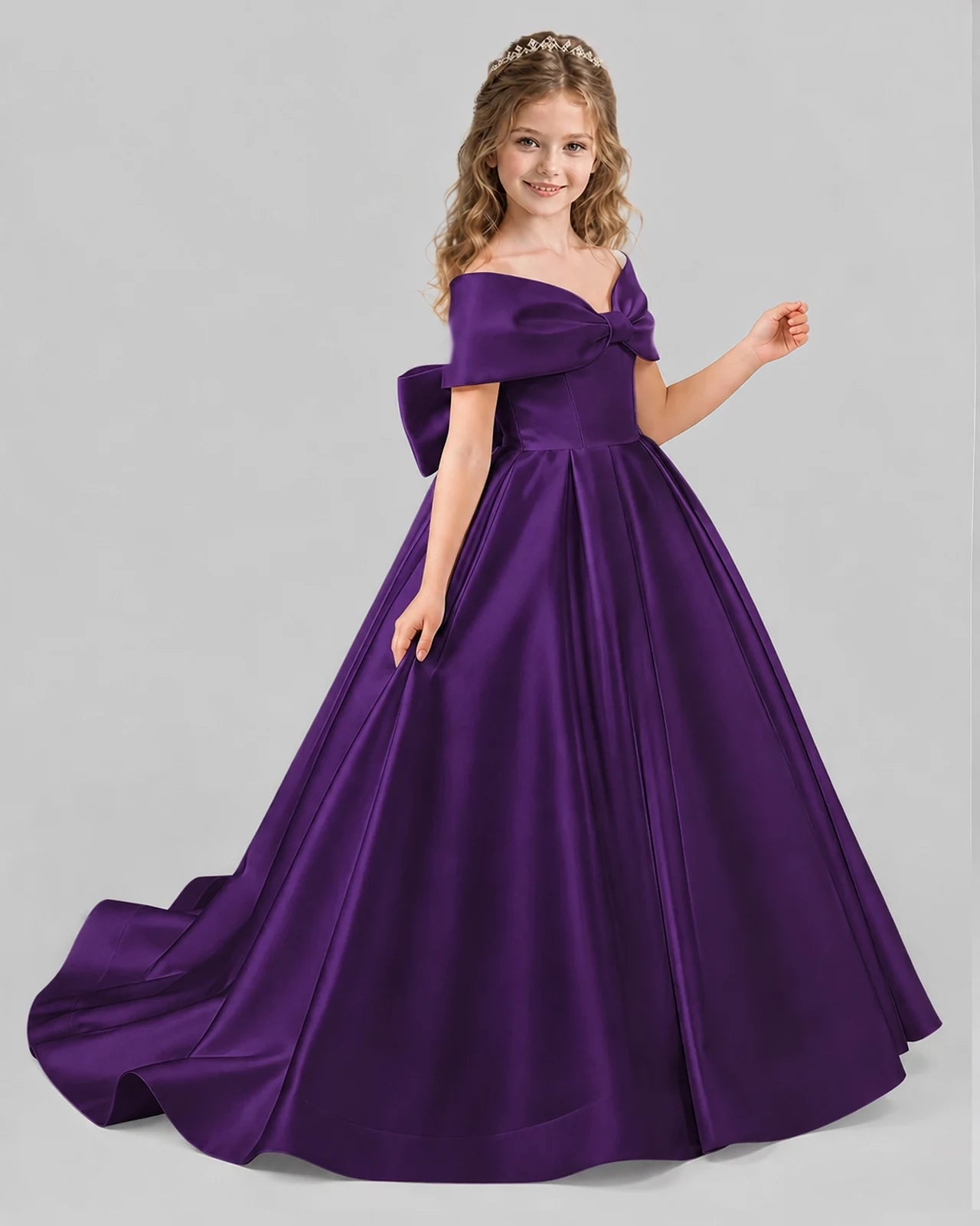 Purple Ball Gown First Communion Dresses Side