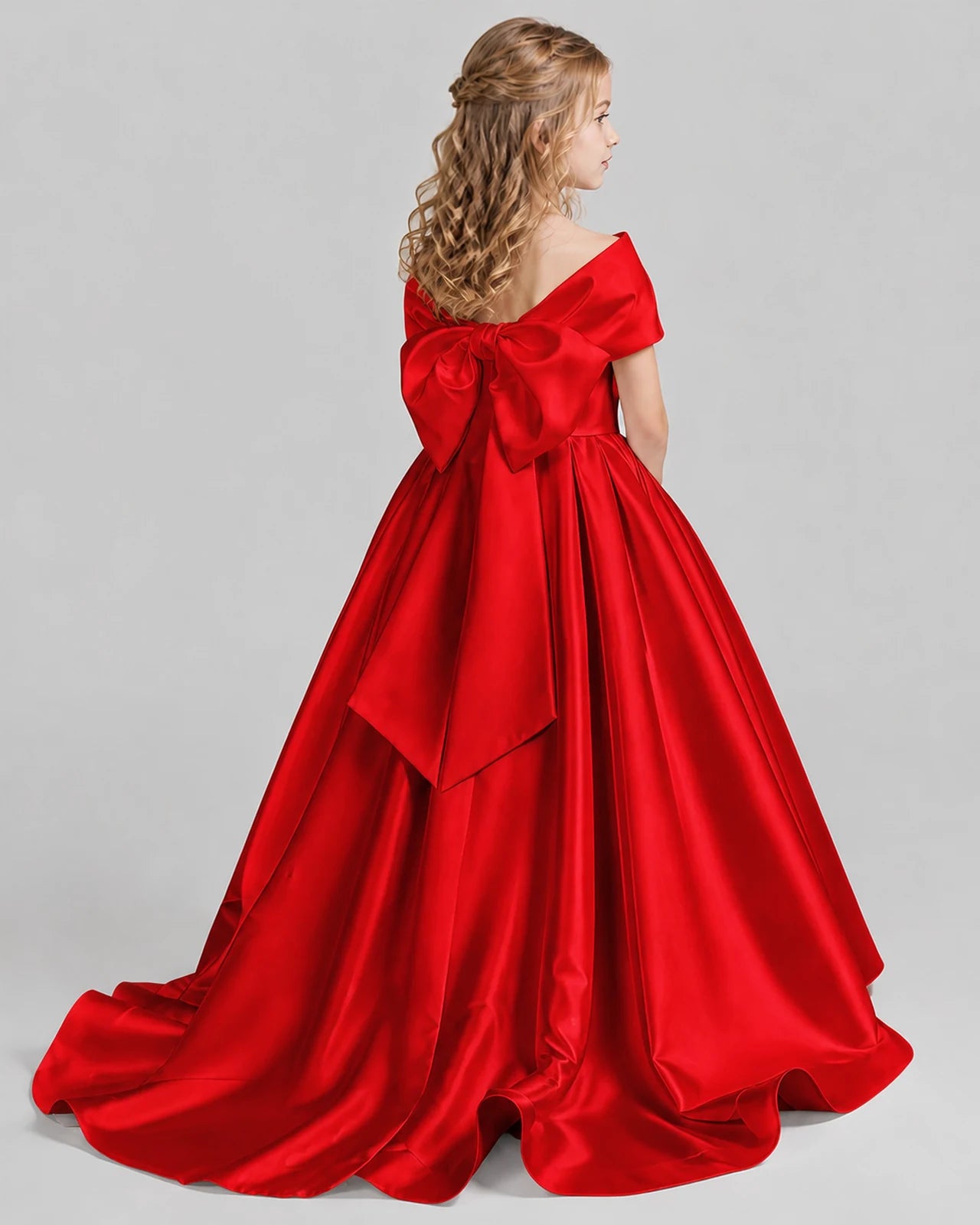 Red Ball Gown First Communion Dresses Back