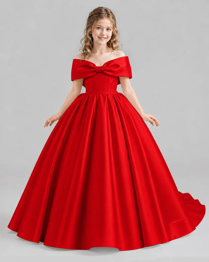Red Ball Gown First Communion Dresses Front