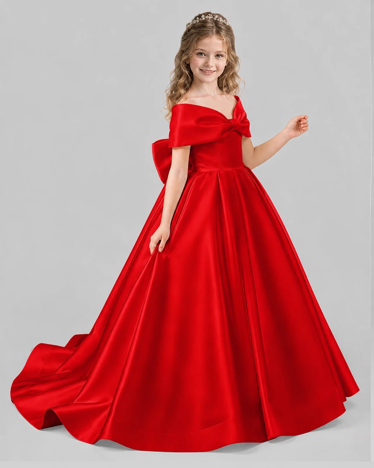 Red Ball Gown First Communion Dresses Side