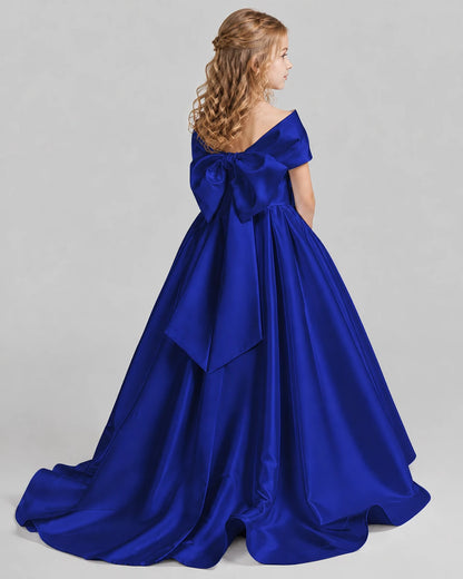 Royal Blue Ball Gown First Communion Dresses Back