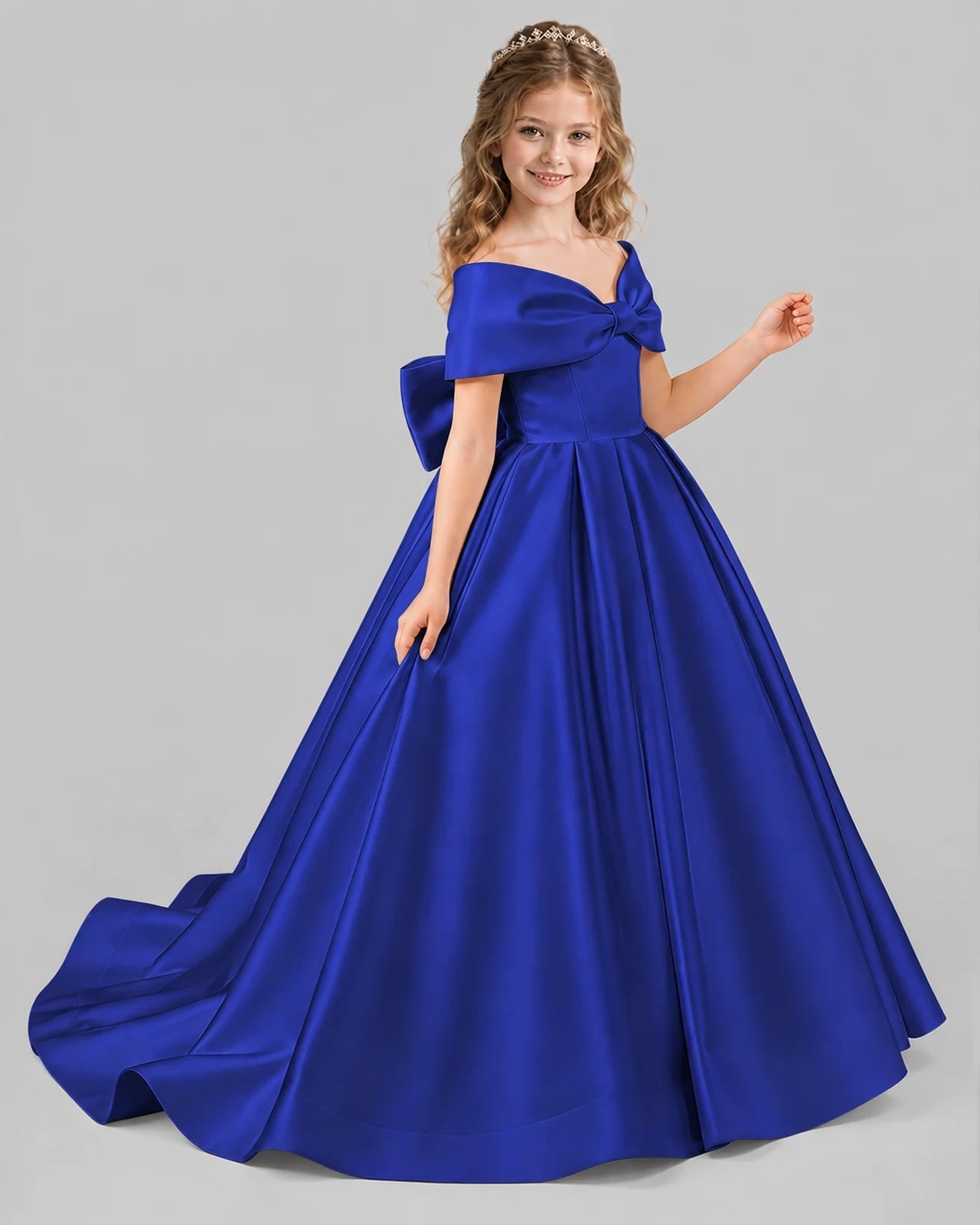Royal Blue Ball Gown First Communion Dresses Side