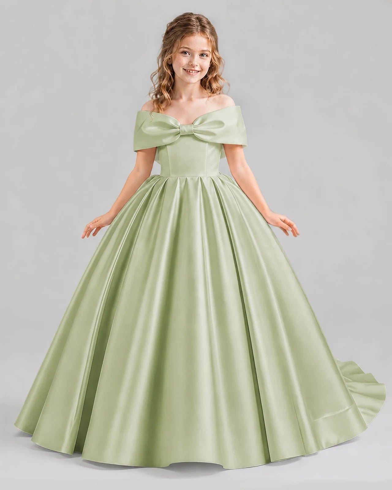 Sage Green Ball Gown First Communion Dresses Front