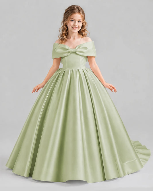 Sage Green Ball Gown First Communion Dresses Front