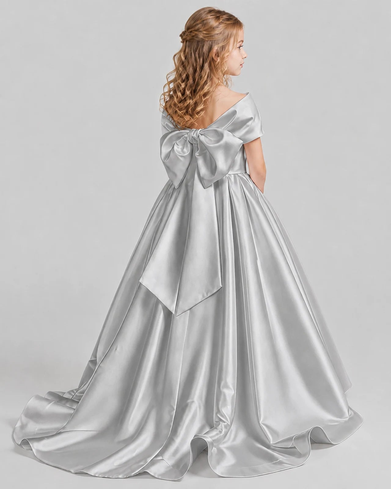 Silver Ball Gown First Communion Dresses Back