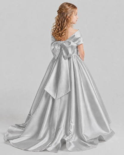 Silver Ball Gown First Communion Dresses Back