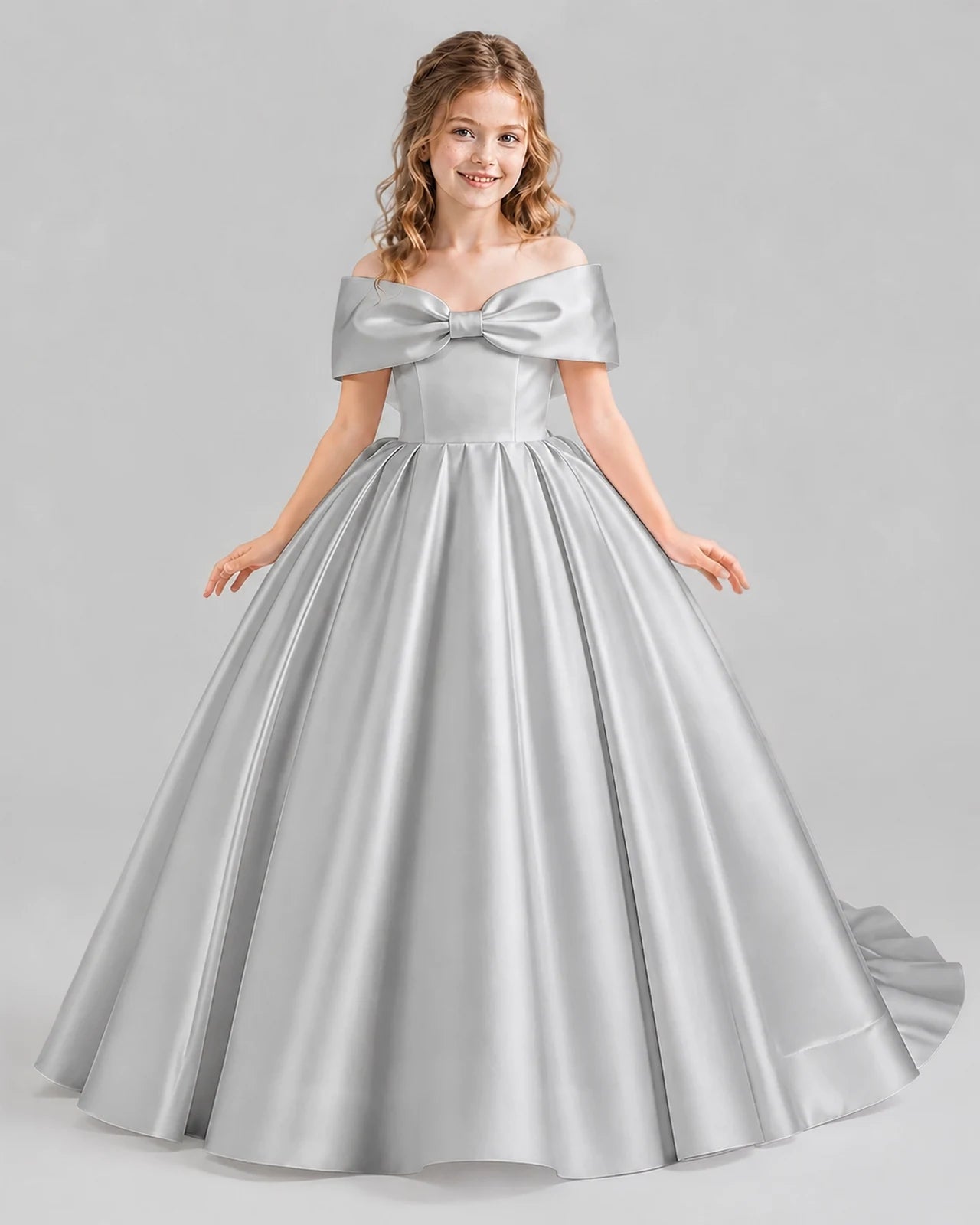 Silver Ball Gown First Communion Dresses Front