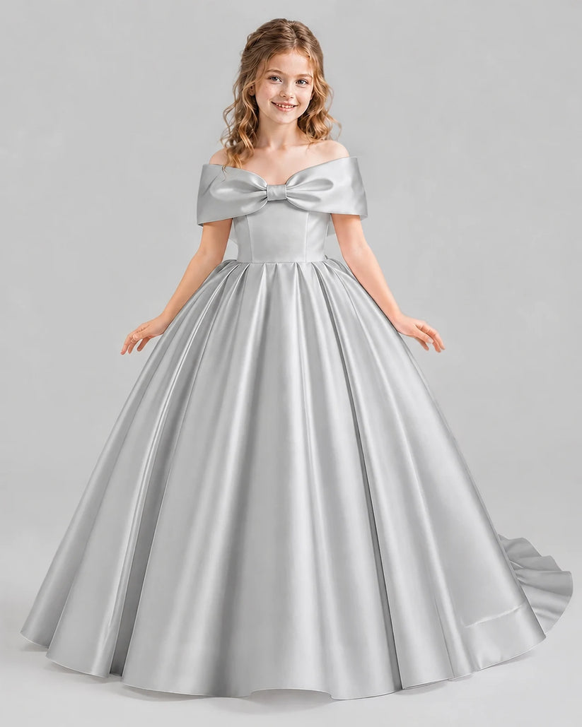 Silver Ball Gown First Communion Dresses Front
