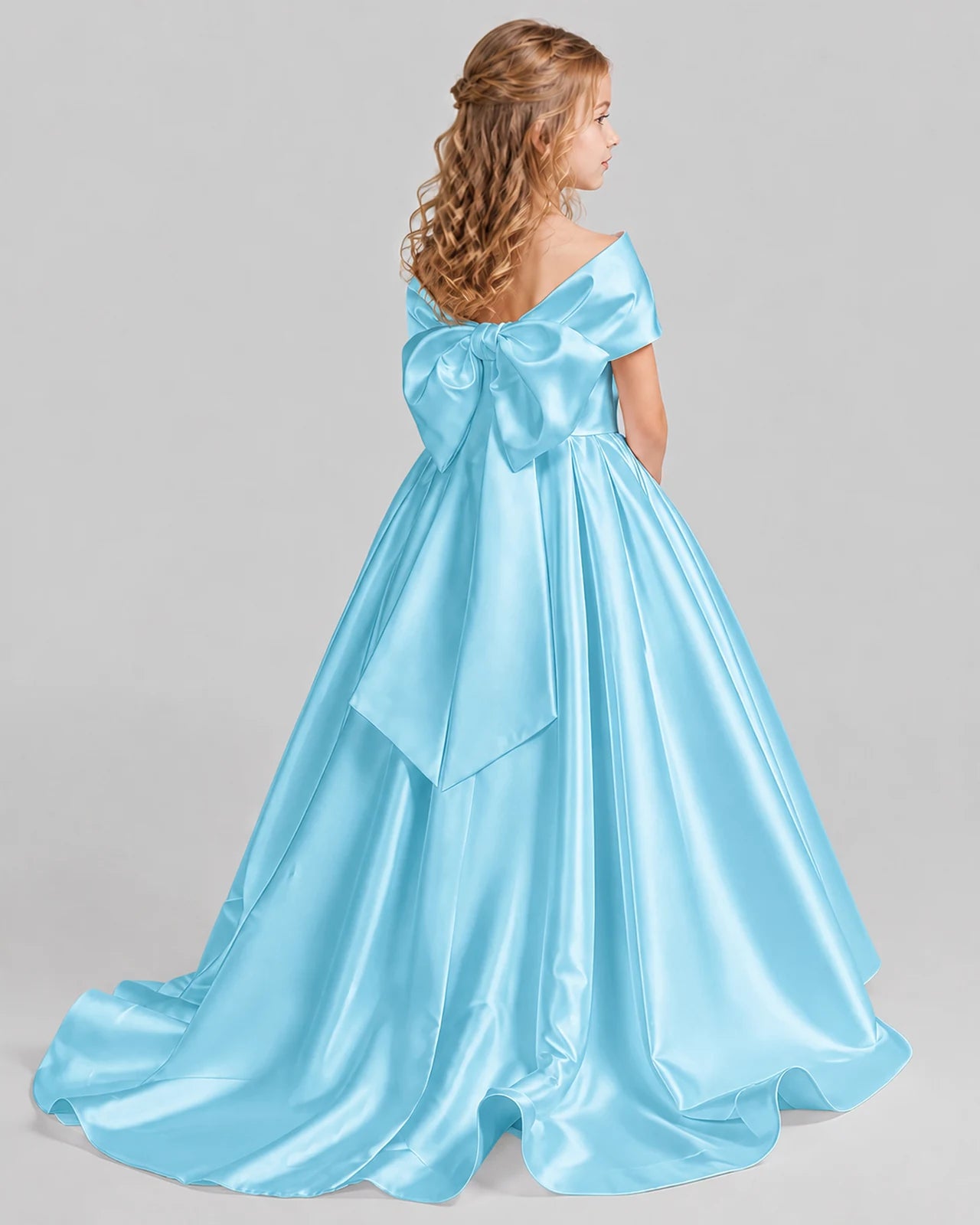 Sky Blue Ball Gown First Communion Dresses Back