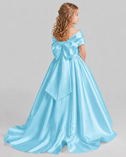 Sky Blue Ball Gown First Communion Dresses Back