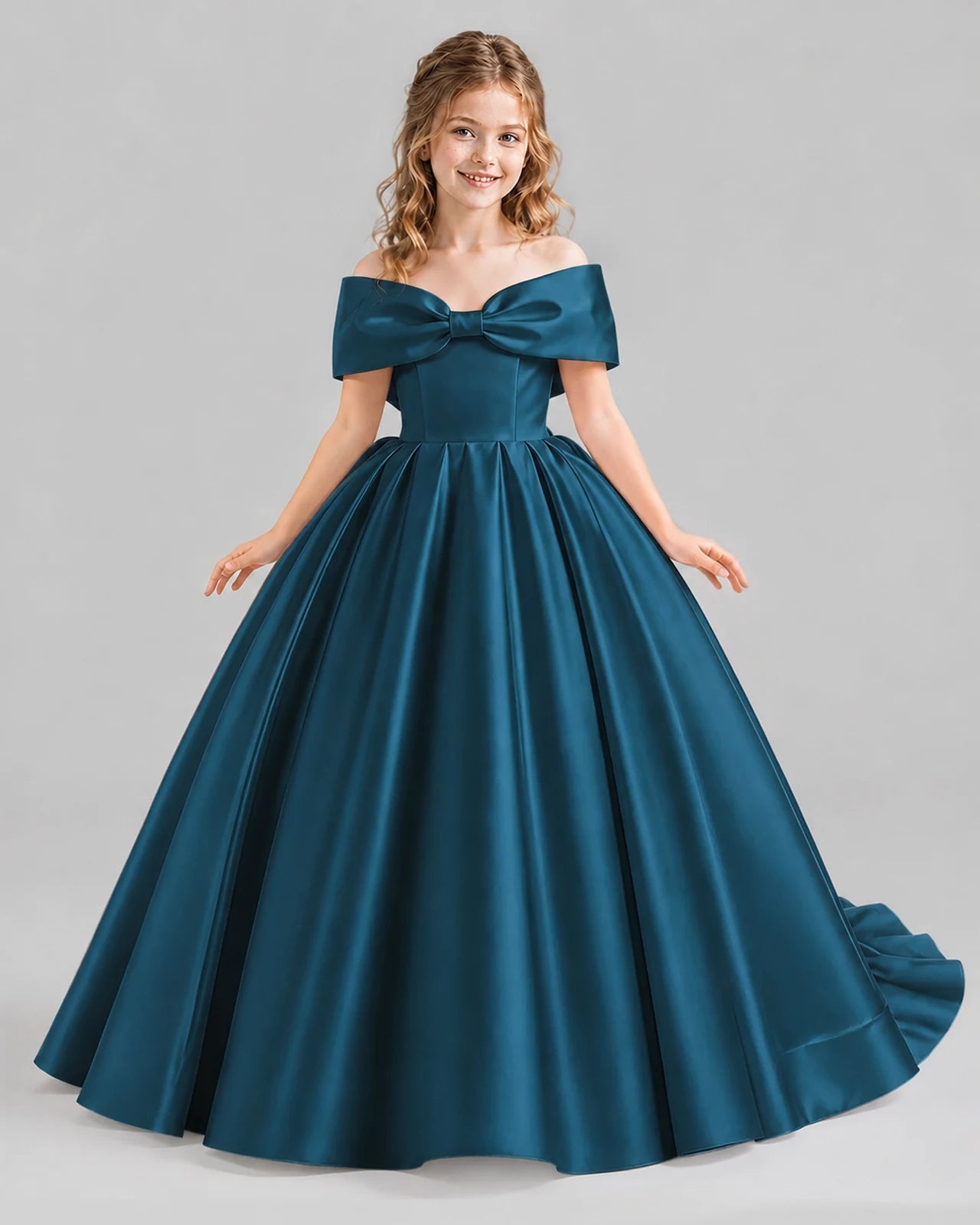 Teal Ball Gown First Communion Dresses Front