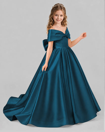 Teal Ball Gown First Communion Dresses Side