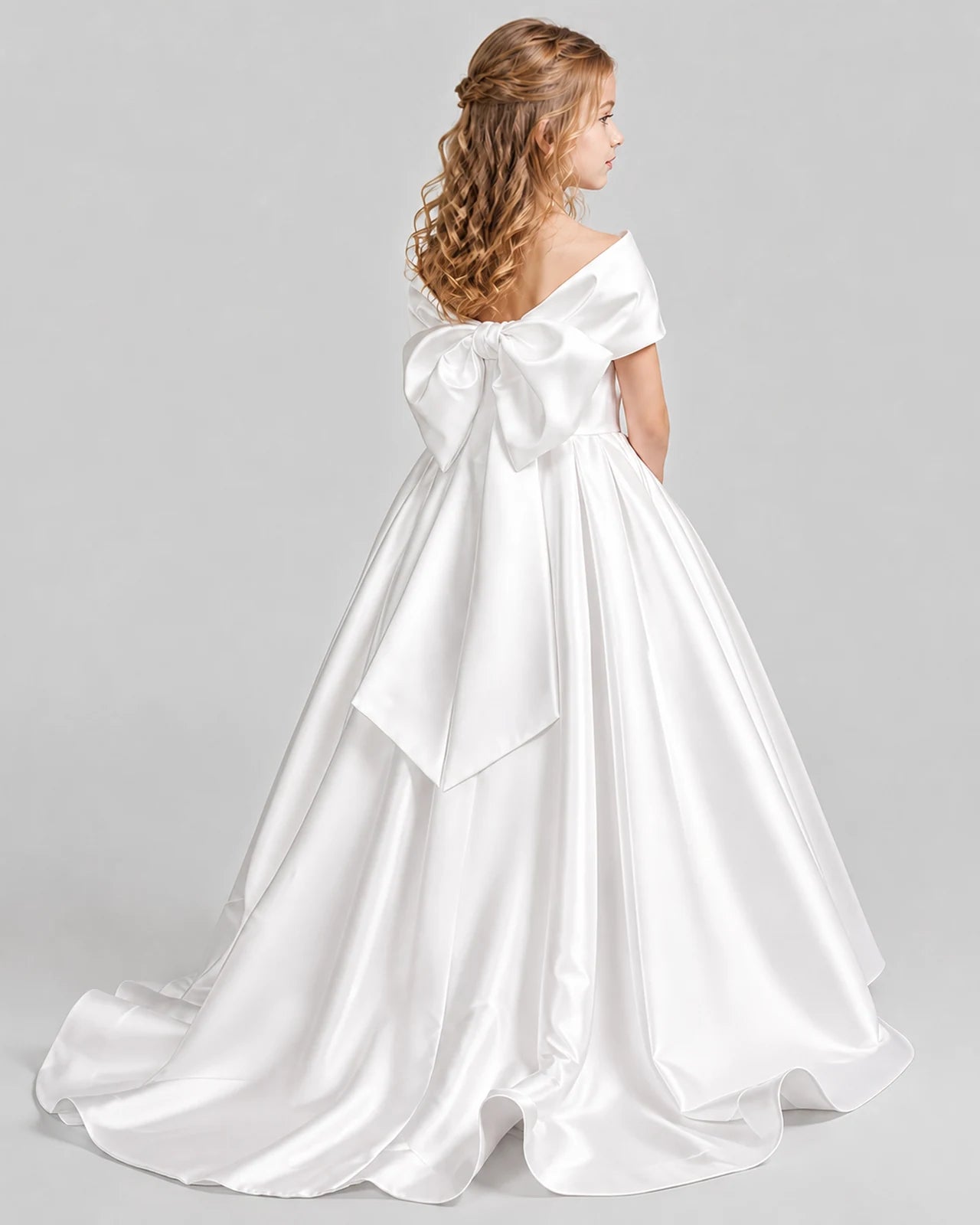 White Ball Gown First Communion Dresses Back