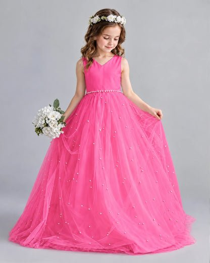 Hot Pink Ball Gown Girls Formal Dresses Pose