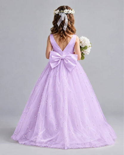 Lilac Ball Gown Girls Formal Dresses Back