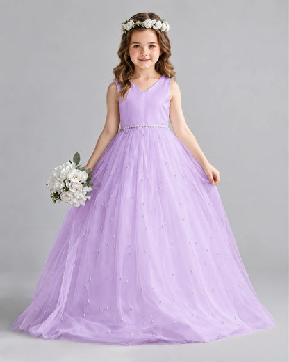 Lilac Ball Gown Girls Formal Dresses Front
