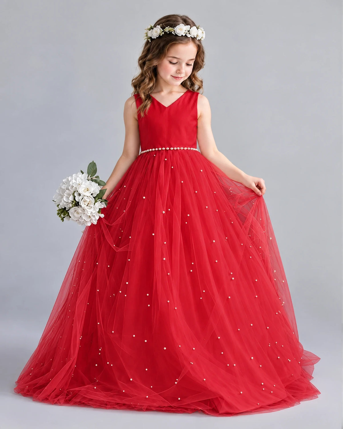 Windred Ball Gown Girls Formal Dresses Pose