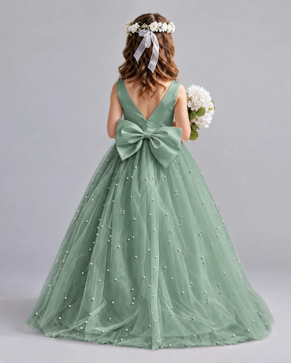 Eucalyptus Ball Gown Girls Formal Dresses Back