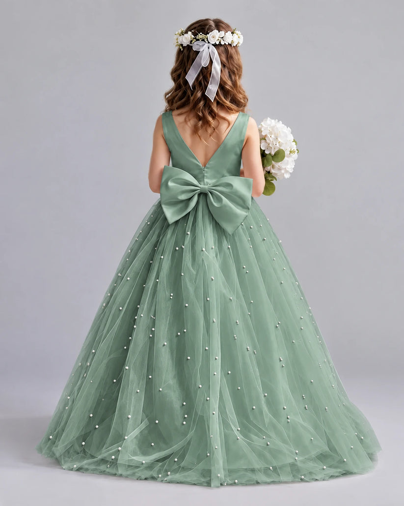 Eucalyptus Ball Gown Girls Formal Dresses Back