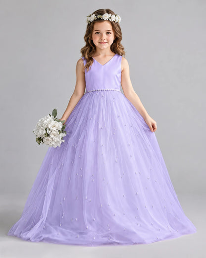 Lavender Ball Gown Girls Formal Dresses Front
