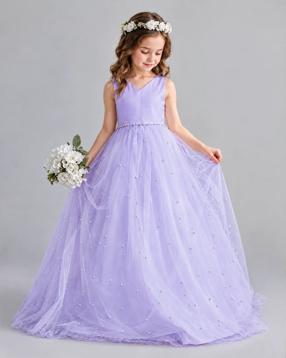 Lavender Ball Gown Girls Formal Dresses Pose