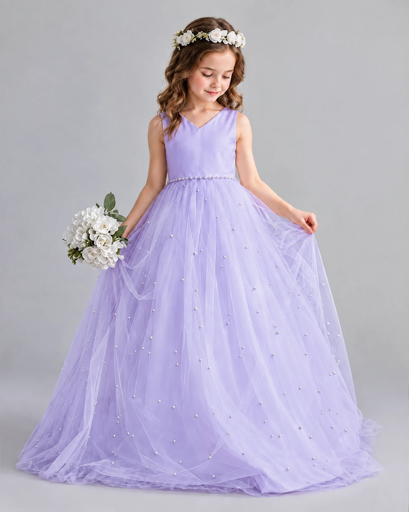 Lavender Ball Gown Girls Formal Dresses Pose