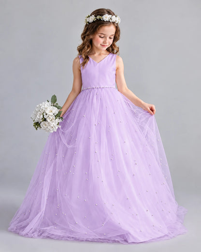 Lilac Ball Gown Girls Formal Dresses Pose