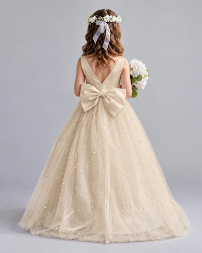 Champagne Ball Gown Girls Formal Dresses Back
