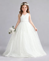 Ivory Ball Gown Girls Formal Dresses Front