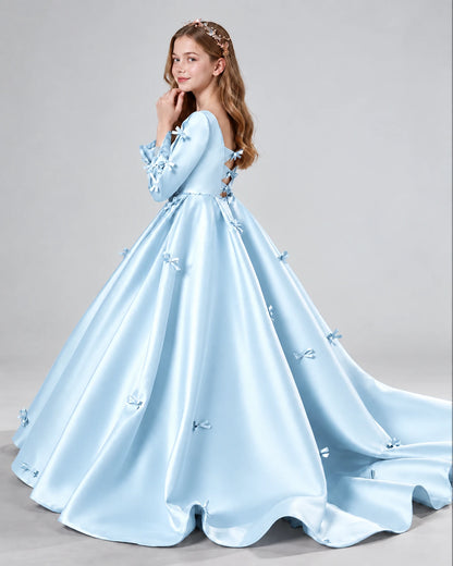 Baby Blue Ball Gown Girls Formal Dresses Side