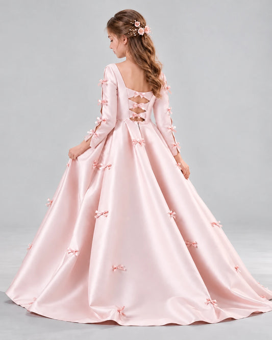 Blush Pink Ball Gown Girls Formal Dresses Back