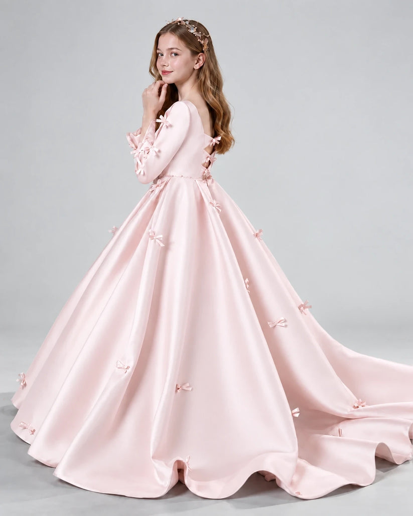 Blush Pink Ball Gown Girls Formal Dresses Side