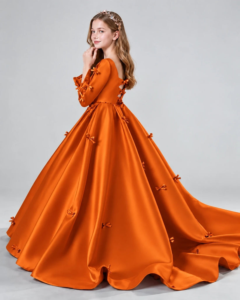 Burnt Orange Ball Gown Girls Formal Dresses Side