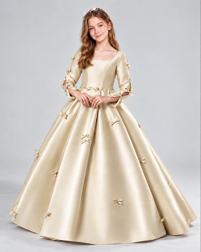 Champagne Ball Gown Girls Formal Dresses Front