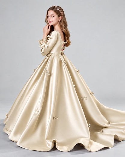 Champagne Ball Gown Girls Formal Dresses Side