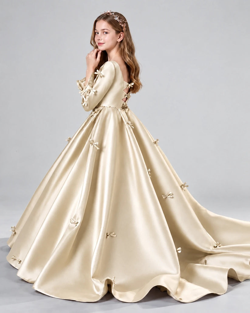 Champagne Ball Gown Girls Formal Dresses Side