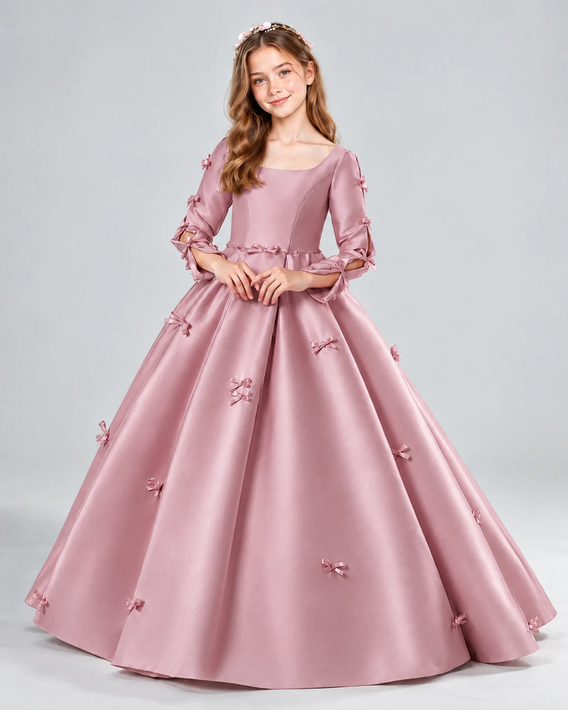 Dusty Rose Ball Gown Girls Formal Dresses Front