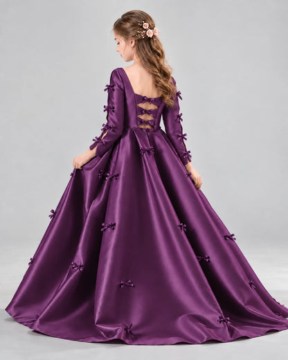 Grape Ball Gown Girls Formal Dresses Back