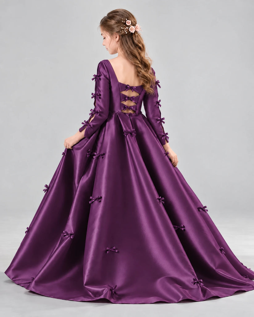 Grape Ball Gown Girls Formal Dresses Back