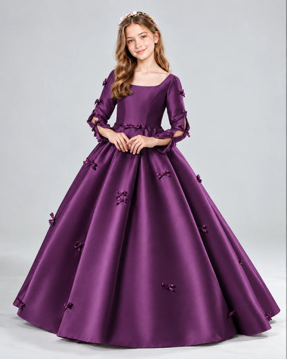 Grape Ball Gown Girls Formal Dresses Front