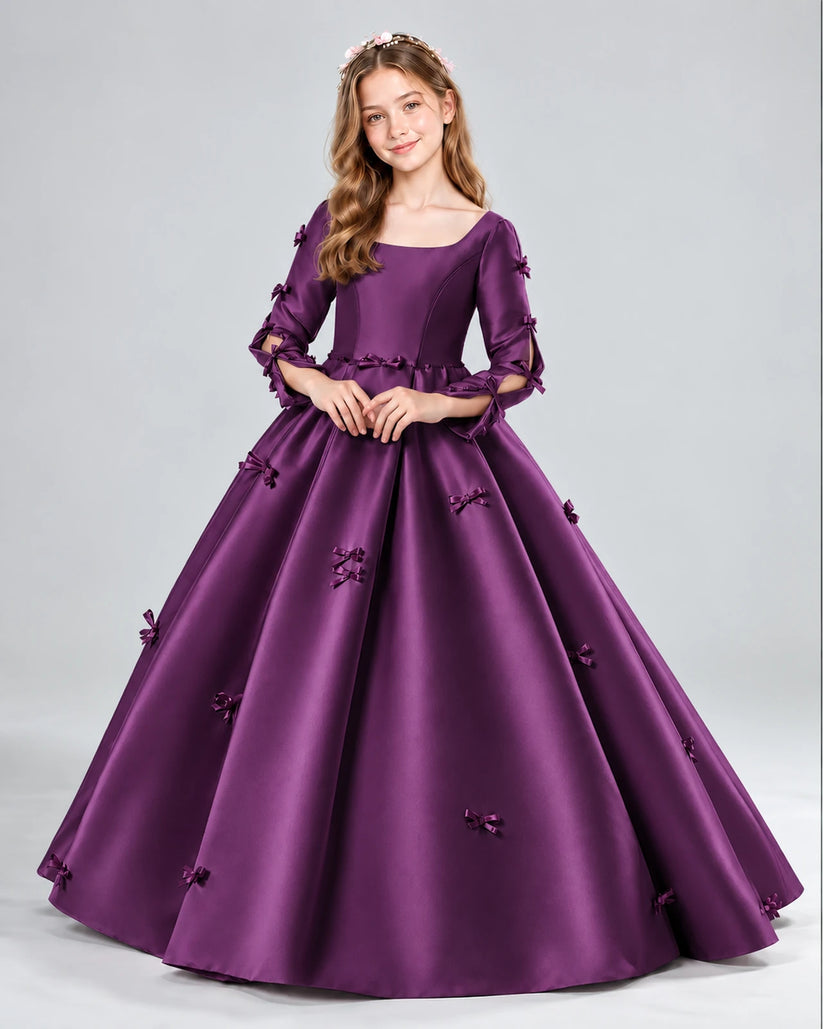 Grape Ball Gown Girls Formal Dresses Front