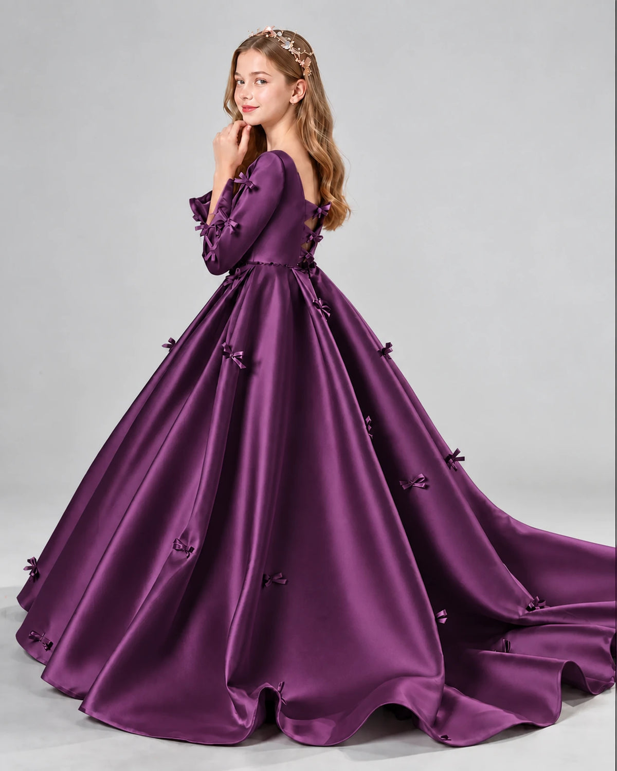 Grape Ball Gown Girls Formal Dresses Side