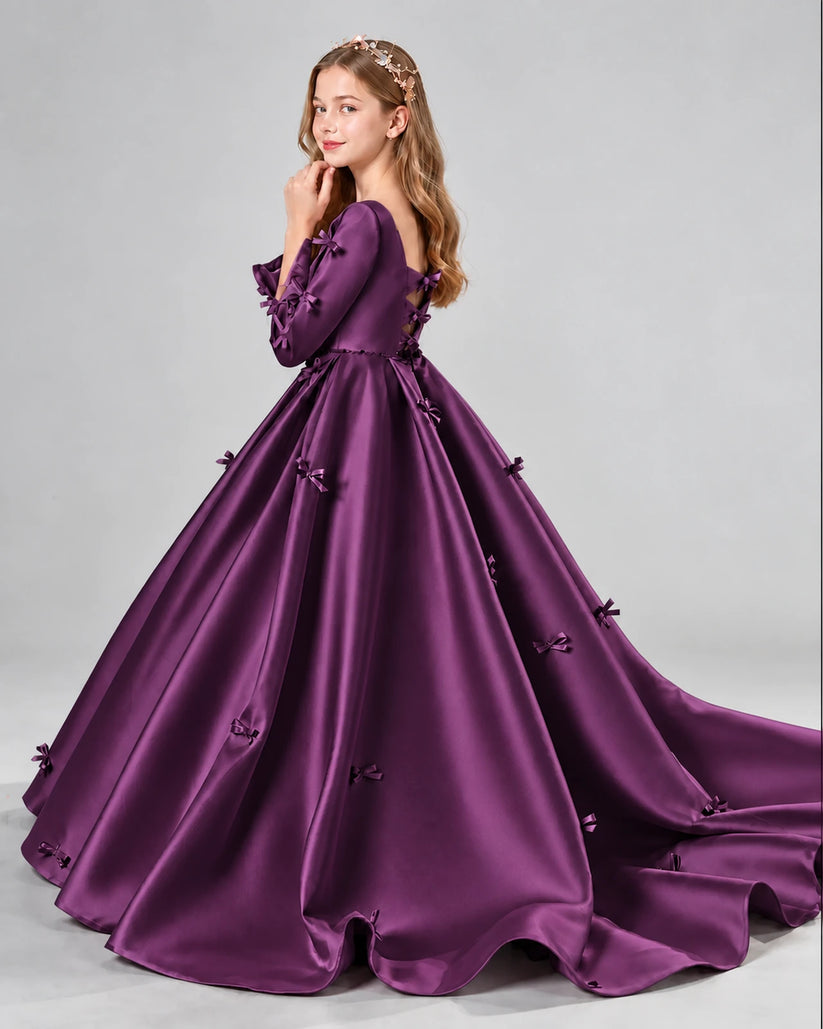 Grape Ball Gown Girls Formal Dresses Side