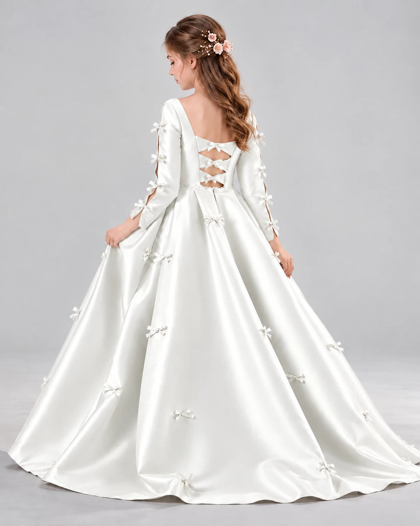Ivory Ball Gown Girls Formal Dresses Back