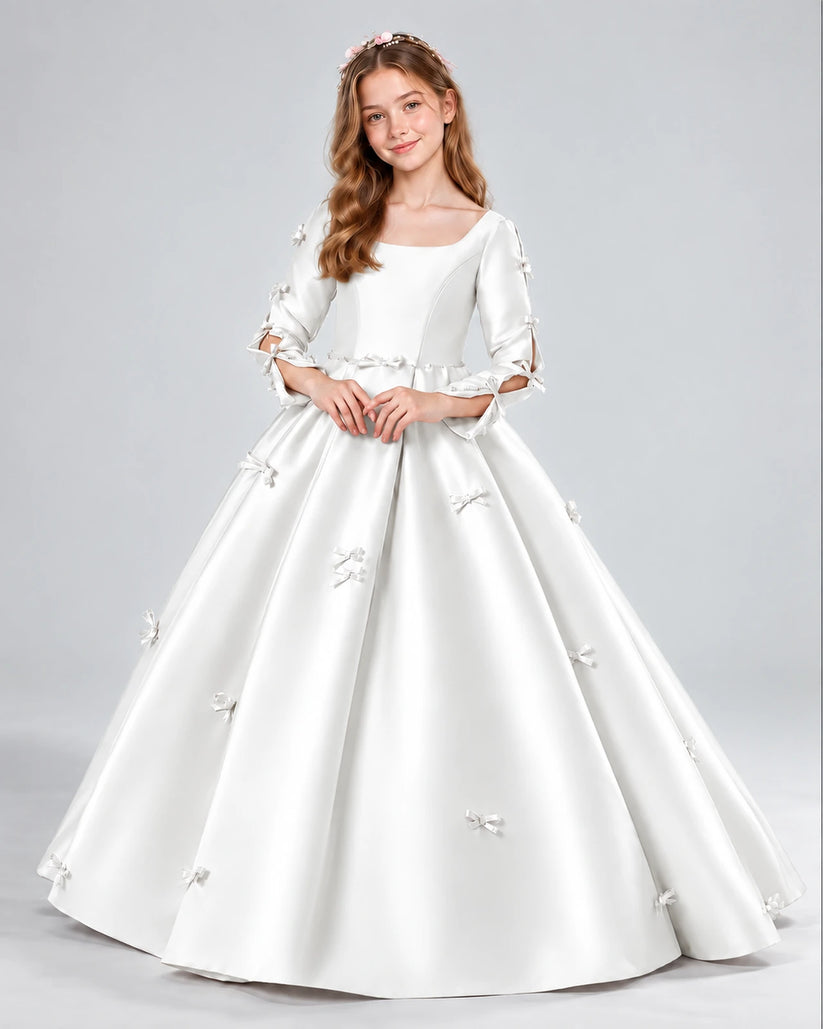 Ivory Ball Gown Girls Formal Dresses Front