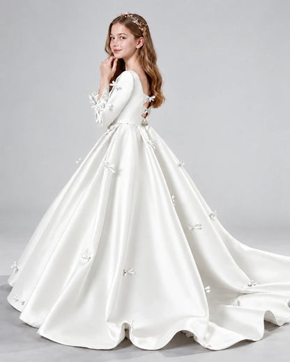 Ivory Ball Gown Girls Formal Dresses Side