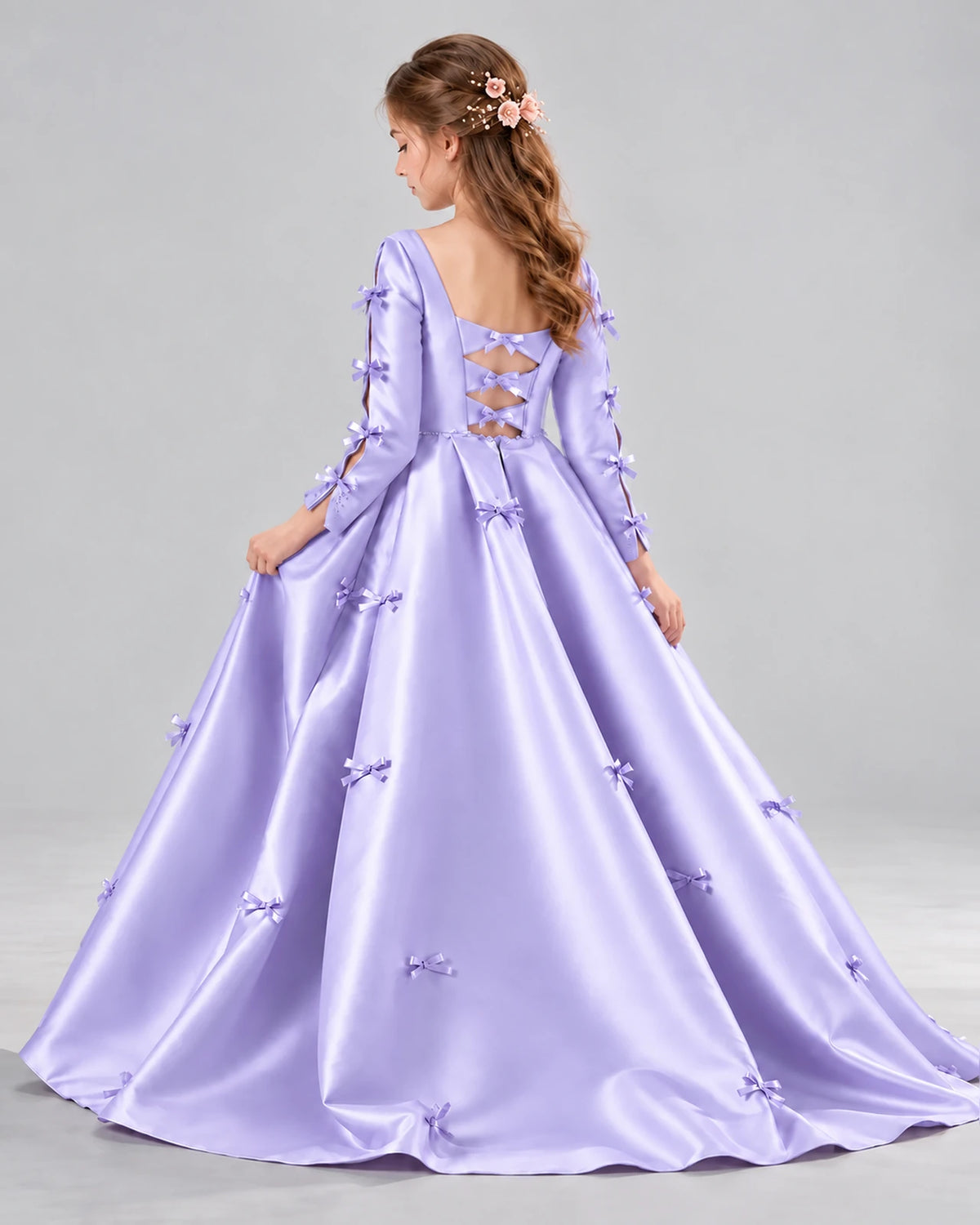 Lavender Ball Gown Girls Formal Dresses Back
