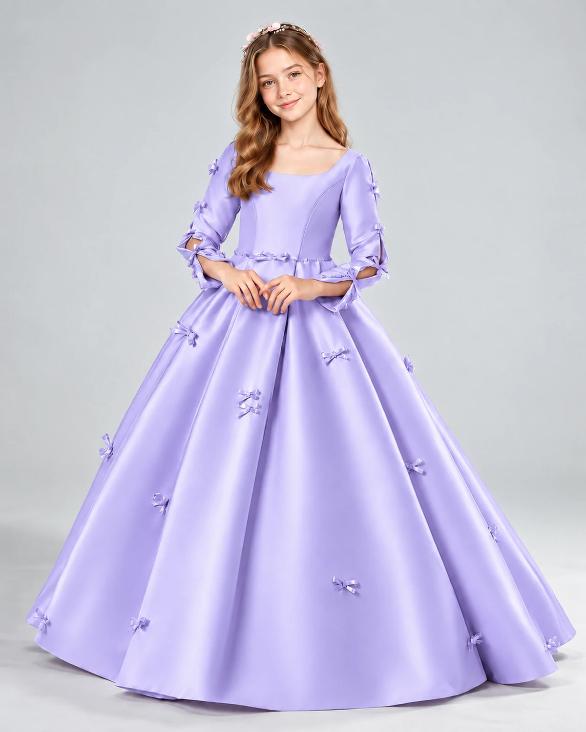 Lavender Ball Gown Girls Formal Dresses Front